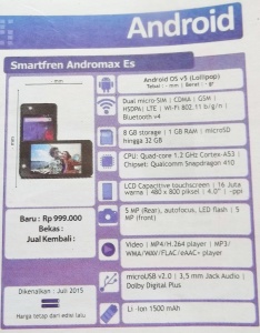 Halaman info harga Android di tabloid PULSA